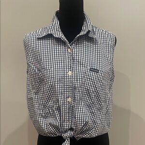 Pepe Jeans Blue and White Gingham Top